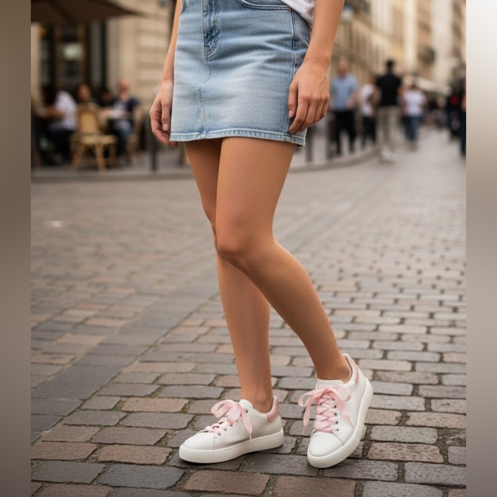 Stuart Weitzman White and Pink Athletic Shoes